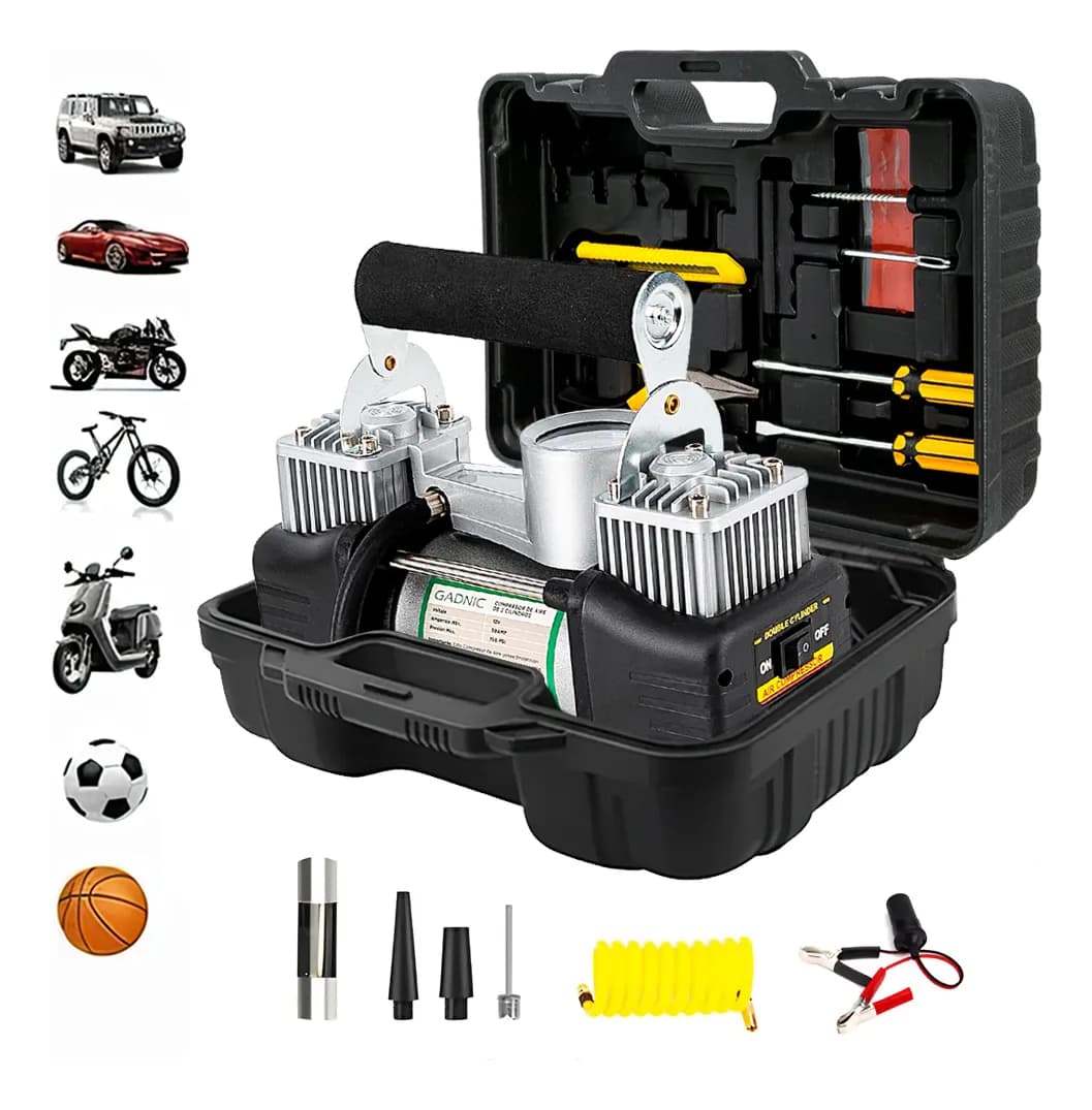 Kit Inflador De Aire 12 V Gadnic AV000012 Auto Vehículo Maletín 150psi